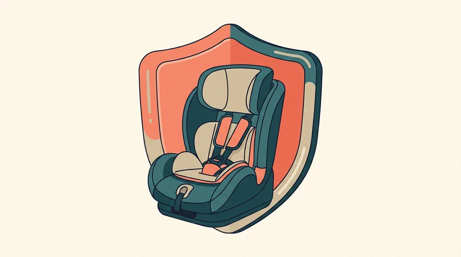 Child car seat with a protective shield shape behind it
